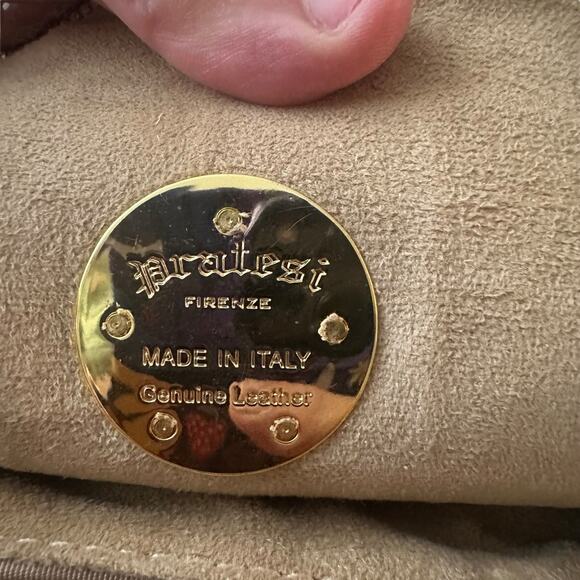 Pratesi Volterra Cream Croc Embossed Italian Leather Crossbody Bag - Picture 9 of 10